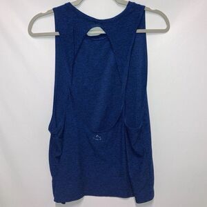Beyond Yoga Navy Blue Spacedye Twist Open Back Muscle Tee Tank Top Women’s Large